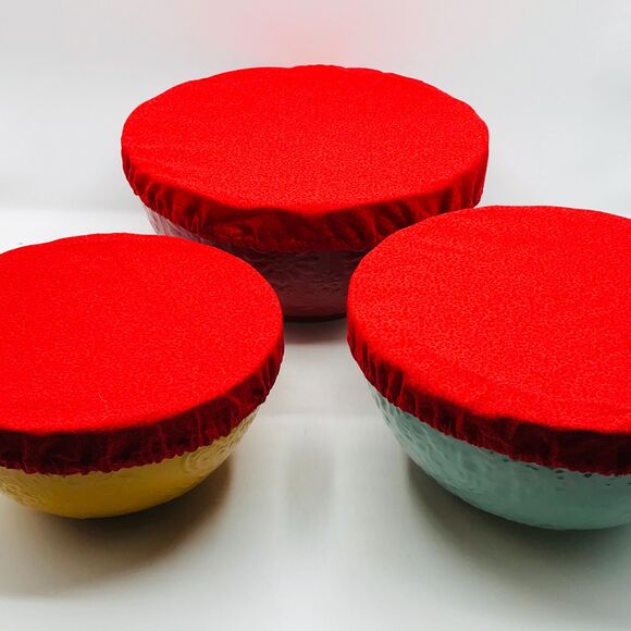 Cotton Bowl Cover For Sourdough, 3 Size Set, Reusable, Washable Neutral Red - Picture 7 of 7